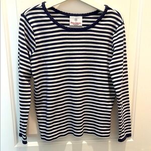 Hanna Anderson Navy and White Striped Long Sleeve Top size 120